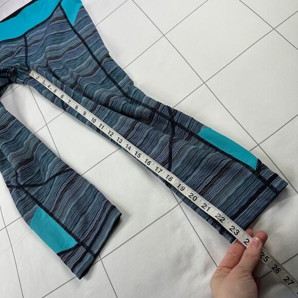 Lululemon Leggings Womens 4 Blue Pace Rival Space Dye Twist Cropped Gym Run Yoga - Picture 9 of 10